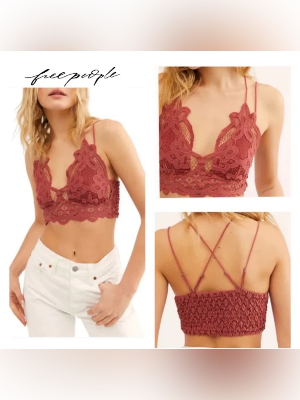 Free People Rosewood Lace Bralette sz:small